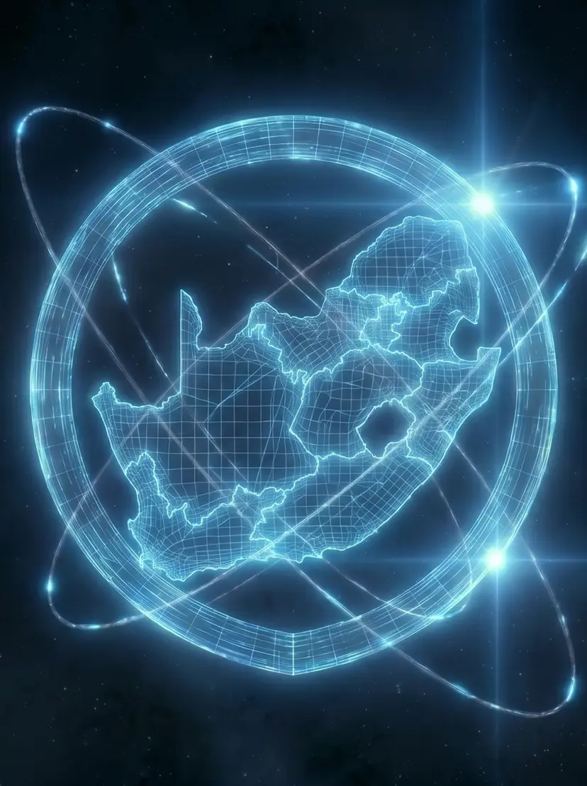 Glowing globe showing Africa linked to international network routes