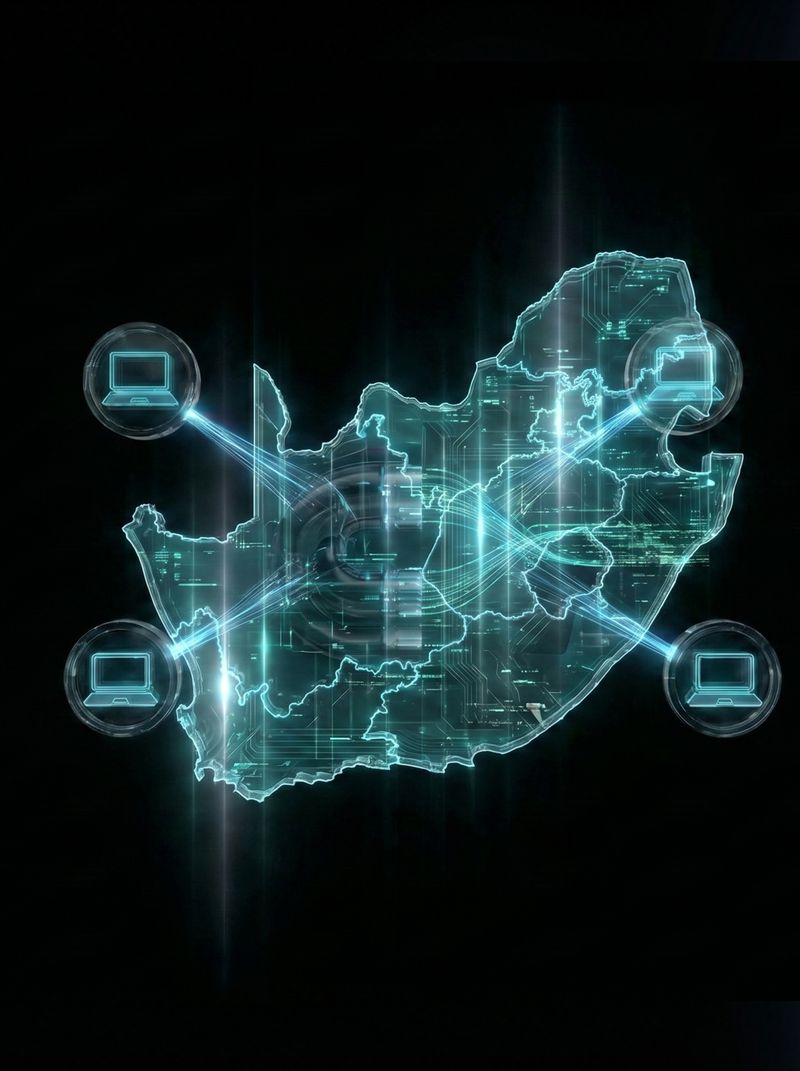 Map of South Africa with connected network nodes